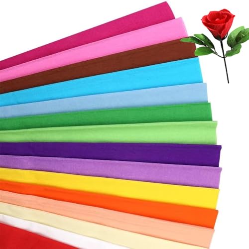 15 Colors Packing Crepe Paper Rolls,15PCS Crepe Paper, 50X100CM Rainbow Creper Papers Creper Papers Flowers for Flowers Gift Wrapping Floral Artwork Malleable High Elasticity