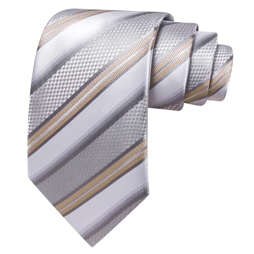 Image of Barry.Wang Mens Tie Set Plaid Check Neckties Formal Business Wedding Luxury Pocket Square Cufflinks