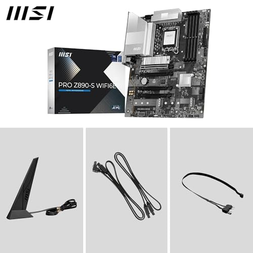 Image of MSI PRO Z890-S WIFI6E Motherboard, ATX - Supports Intel Core Ultra Processors (Series 2), LGA 1851 - DDR5 Memory Boost (8800+ MT /s OC), PCIe 5.0 x16 & 4.0 x16, M.2 Gen5, Wi-Fi 6E, 2.5G LAN