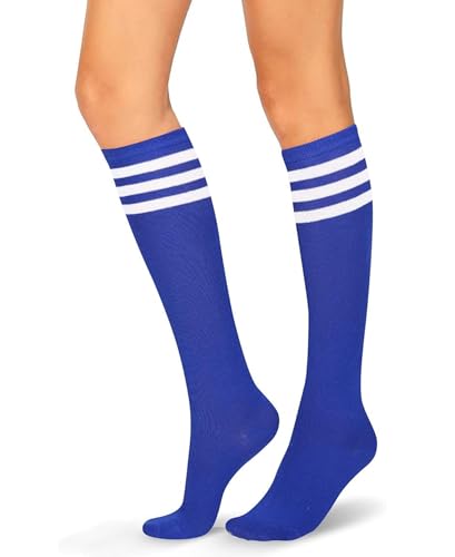 Image of Women's Knee High Athletic Socks Casual Stripes Tube Socks Outdoor Sport Socks