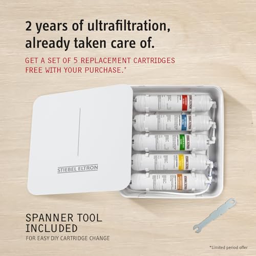 Image of STIEBEL ELTRON Cloud Water Filter | 5-Stage UltraFiltration | Ideal For Municipal Water Upto 300 PPM | UF + Balanced Minerals | Non Electric Tankless Purifier For Home & Office | 5 Free Cartridges
