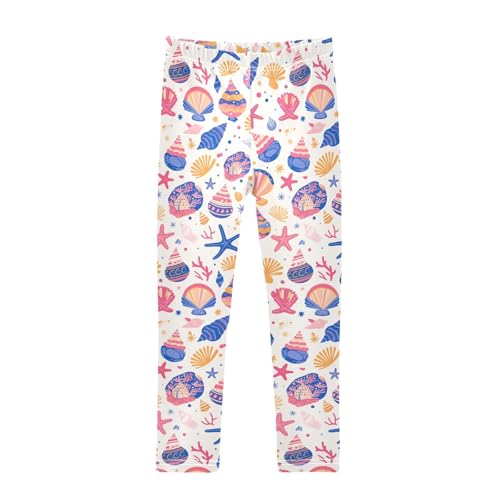 KLL Seashells Different Shapes and Starfish Girls Cotton Pants Fashion High Waisted Activewear Sports