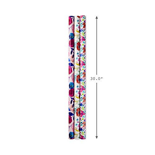 Hallmark All Occasion Reversible Wrapping Paper (Feminine Florals, Pack Of 3, 120 Sq. Ft. Ttl.) For Birthdays, Bridal Showers, Baby Showers, Mothers Day And More #TOP5