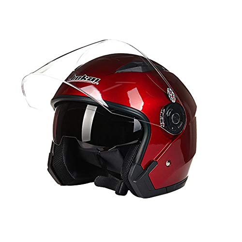 Folconauto Casco de Moto Scooter, Casco de Moto de Cara Abierta Jet Crash - Rojo (XL)