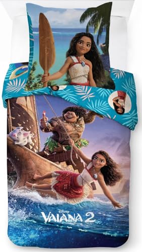 arlis Vaiana Parure de Lit en Coton, Housse de Couette Réversible avec Taie d'oreiller - 100% Coton, 2 Pièces, 140x200 cm + 65x65 cm, 1 Personne