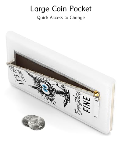 Image of Nipichsha Womens Wallet, RFID Slim Wallets for Women, Thin Ladies Credit Card Holder Purse, Cute Leather Bifold Clutch Billfold with 11 Card Slots & ID Window, Fine Cat