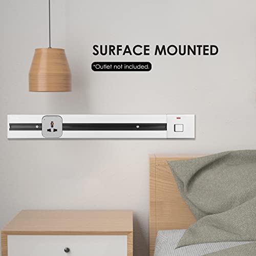 Riel de enchufe de pared de 60 cm en aluminio con enchufes móviles deslizantes 3