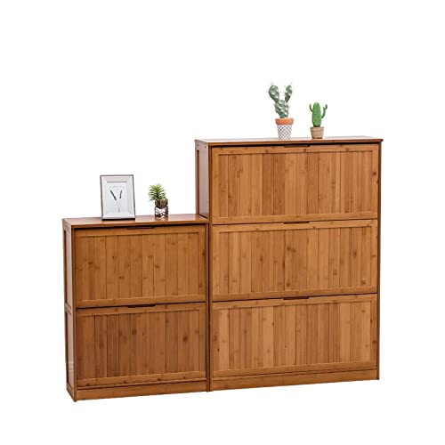 Meuble de rangement chaussures bas en bois pour gain de place couloir