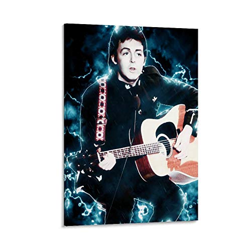 ASDYO Paul McCartney Poster sur toile du groupe de rock The Beatles jouant de la guitare 50 x 75 cm - Les Beatles, Paul McCartney, John Lennon, RIngo Starr, George Harrison ASDYO Paul McCartney Poster sur toile du groupe de rock The Beatles jouant de la guitare 50 x 75 cm