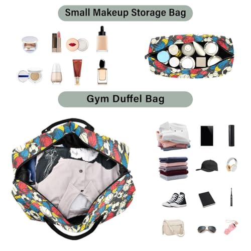 Multicolor Sport Ball Basketball Travel Duffle Bag Gym Bag Weekender Bags with Toiletry Bag Travel Trip Tote Bag4