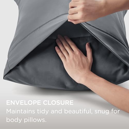 Image of Bedsure 20x54 Body Pillow Case Cover - Dary Grey Brushed Microfiber Long Pillow Cases for Body Pillow, Ultra Soft and Cozy Pillowcase with Envelope Closure for Kids, Wrinkle, Fade Resistant, 1 Pack