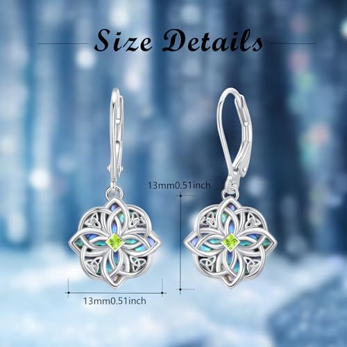 Boucles d'oreilles nœud celtique argent 925 abalone shell celtic earrings