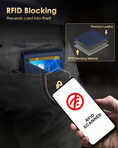 Image of QLD Wallet for Men - RFID Blocking [Functional & Practical] Bifold Slim Minimalist Credit Card Holder Pop Up Metal Case with Cash Slot, Front Pocket with ID Window, Gift Boxed