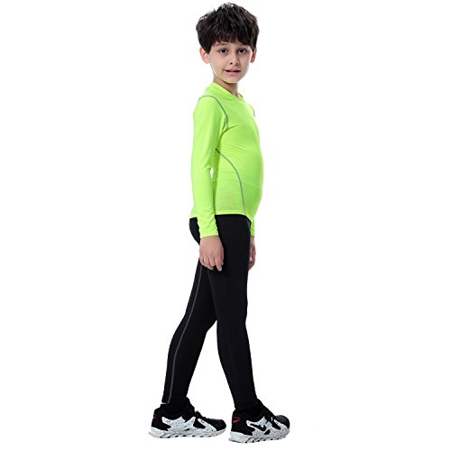 TERODACO Boys Thermal Underwear 2 PCS Athletic Base Layer Kids' Compression Shirts and Leggings Set