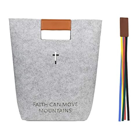 Bible Cover Tote Bags with Tabs Women/Men/Christian Handbag Case Christmas for Church Carrying Study Holy (Gray/Felt/Large) Cover