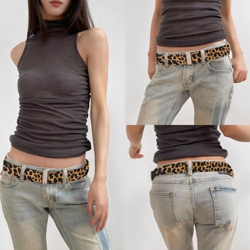 2 PCS Leopard Belts for Women, Elastic Retro Leopard Print Belt, with Interlocking Buckle, Suitable for Dresses, Jeans, Skirts, Blouses4