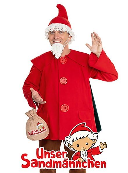 Maskworld Sandmännchen Kostüm für Erwachsene – Offiziell lizenzierte Kult-Verkleidung für Karneval & Fasching – Inkl. Mantel, Cape, Mütze, Bart & Beutel