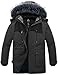 Wantdo Cappotto Spesso Caldo Invernale Giacca Media Lunghezza Antivento Parka con Cappuccio in Pelliccia Giubbotto Slim Fit Idrorepellente Uomo Grigio Scuro L