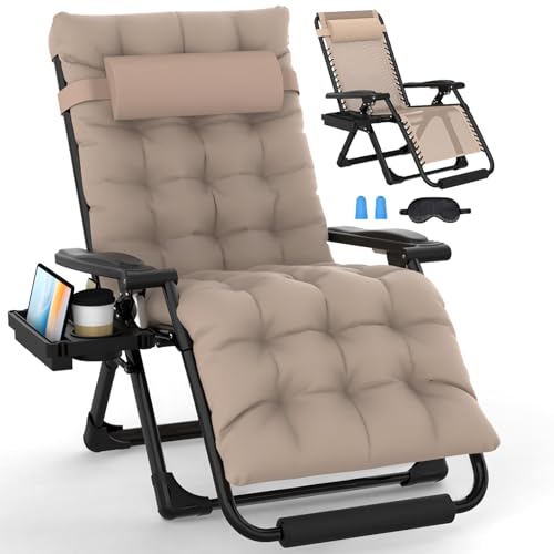 Image of Slendor Oversized Zero Gravity Chairs XL, 29in Padded Recliner Chair, Beige