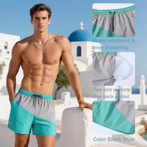 YINYOUYU Men's Swim Trunks Beach Shorts Quick Dry Bathing Suits Swimwear Swimming Board Shorts with Pockets4
