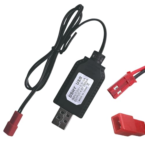 4.8V USB Charger Cable with JST 2 Pin Plug Compatible RC Car RC Plane RC Tank RC Boat and Other Remote Control Toys for Universal 4.8V 2S Lipo Battery (1)