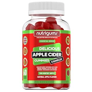 Apple Cider Vinegar Complex with Mother 1000mg Gummy | Apple Flavour | 60 Vegan Gummies | Vitamins C, B6, B12, Folic Acid and Chromium | Digestive Health, Energy and Metabolism Support by NUTRIGUMS®