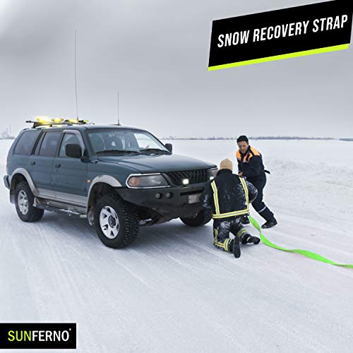 Sunferno Recovery Tow Strap 35000Lb - Recover Your Vehicle Stuck In Mud/Snow - Heavy Duty 3" X 20' Winch Snatch Strap - Protective Loops, Water-Resistant - Off Road Truck Accessory - Storage Bag #TOP5