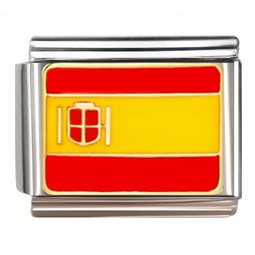 NOOFNO Italian Bracelet Charms,Compatible for 9mm Italian Charm Bracelets for Women,Men,Country Flag,Spain