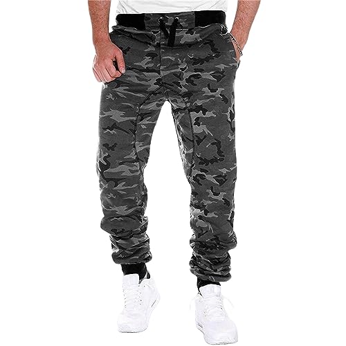 Camo Joggers Sweatpants for Men Casual Drawstring Hiking Outdoor Pants Camouflage Joggers Streetwear Sport Trousers