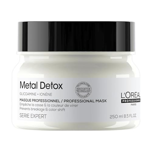L’Oréal Professionnel Metal Detox Hair Mask 250ml, Prevent Breakage & Colour Fade from Hard Water, Moisturising Conditioner Treatment for Smooth, Shiny Hair, Prevent Damaged Hair