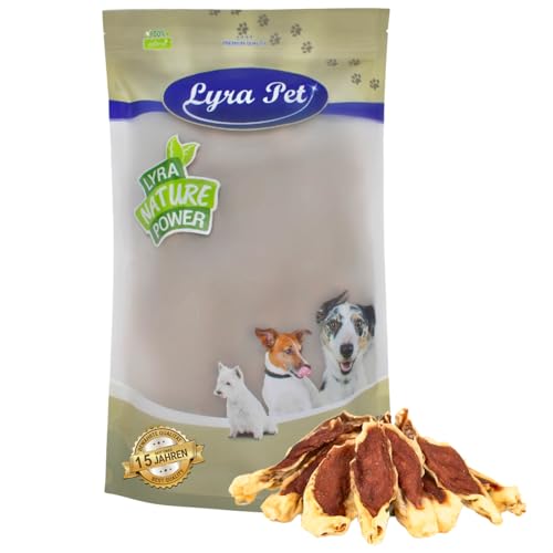 Lyra Pet® | 1 kg Kaninchenohren gefüllt mit Huhn | Getrockneter Kausnack | Praktischer, Wiederverschließbarer Beutel | Fettarmes & Gut Bekömmliches Hundefutter | Ideal als Belohnung für Hunde