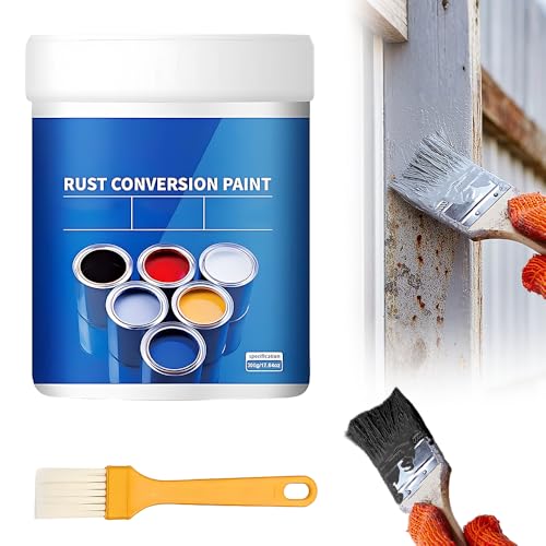 Weatherproof Rust Converter Paint for Metal, 2025 Upgraded Rust Remover for Metal, Water-Based Industrial Anti-Rust Metallic Paint with Brush (Black)