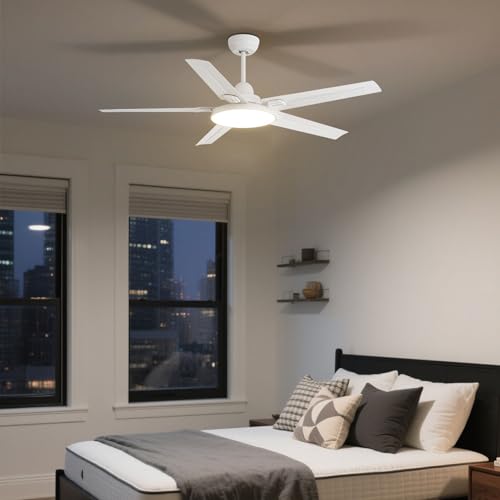 Ventilateur de plafond avec éclairage LED 48W et télécommande pour salon