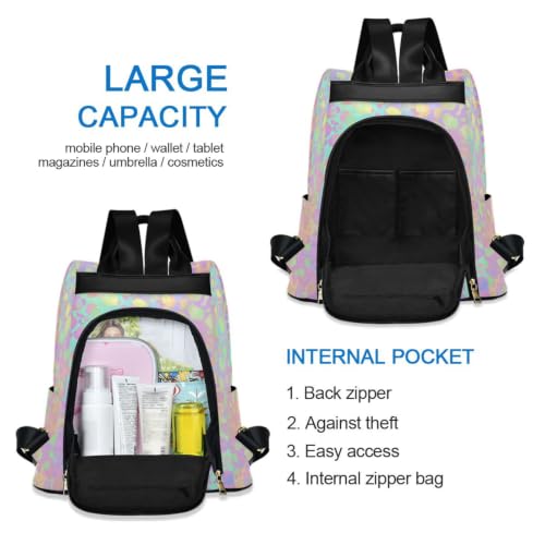 Image of ALAZA Rainbow Leopard Cheetah Backpack Purse for Women Anti Theft Fashion Back Pack Shoulder Bag