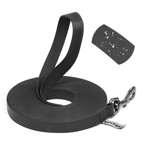 Wolfone 5ft Black Long Leash - Waterproof Training Dog Leash for Recall, Swimming, Camping, Beach...