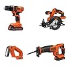 BLACK+DECKER 20V MAX Power Tool Combo Kit, 4-Tool Cordless Power Tool Set with 2 Batteries and Charger (BD4KITCDCRL)