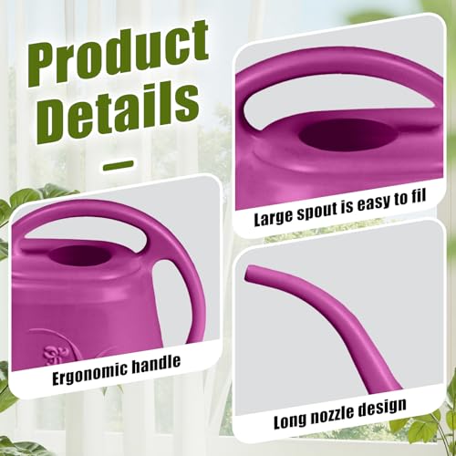 Image of Plastic Watering Can - for Home Plant Garden - 1 /2 Gallon - Rose Red