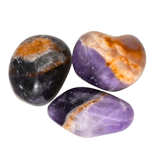 Image of Amethyst Chevron Crystal Healing Tumbled Stone, Natural Polished Crystals for DIY Crafts, Manifestation, Meditation, Pooja Feng Shui and Reiki Healing (30 Grams)