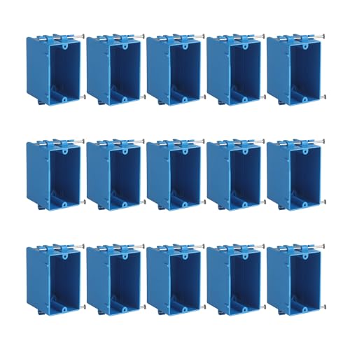 15 Pack 18 cu. in Single Gang New Work Electrical Outlet Box,New Work Box Electrical Box 1 Gang, PVC Electrical Junction Box Switch Box for Residential Commercial,Blue (18 Cu.ln-15 Pack)