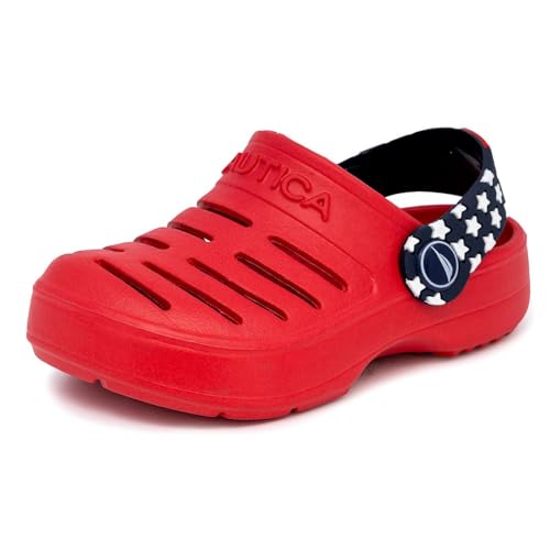 Image of Nautica Kids Clog Sandals - Slip-On Lightweight Water Shoes with Adjustable Heel Strap - Comfortable EVA Slip-Resistant Clogs for Boys & Girls - Toddler & Youth Sizes