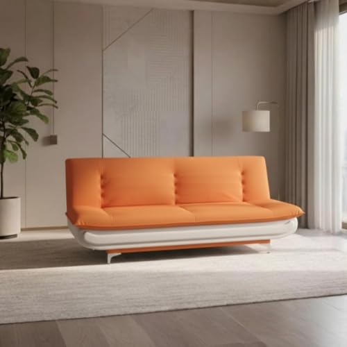 Image of Torque Siesta 3 Seater Sofa Cum Bed for Living Room & Bedroom | Premium Orange Suede Fabric Foldable Sofa Bed | 6 x 4 Ft Sleeping Sofa | Space Saving Convertible Couch for Home & Guests