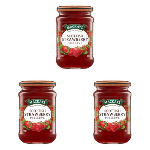 Image of Mackays Scottish Strawberry Preserve 340g | Made with Whole Fruit | Traditional Copper Pan Cooked | Vegan | Imported from Scotland (Pack of 3)