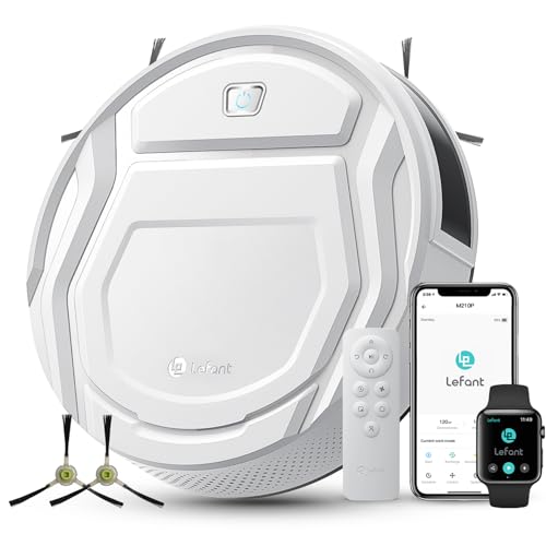Lefant M210P Robot Aspirapolvere, Potenziamento Tappeto, Aspirazione 2200Pa, Ultrasottile 7.8cm Aspirapolvere Robot,Ideale Per Peli di Animali, Moquette, Pavimento Duro, App/WiFi/Alexa/Con Telecomando