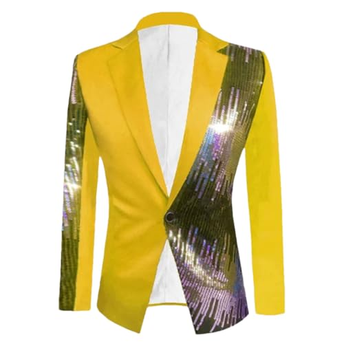 Men's Color Block Suit Jacket Lightweight Slim Fit Performance Coat for Club or Host Event Wear