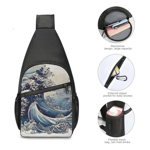 Morrales Sling Bag Azul para Senderismo y Uso Diario miniatura 4