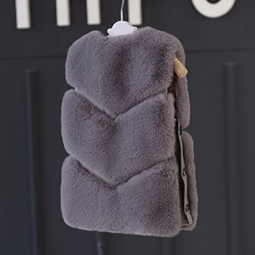 Toddler Girls Faux 𝗙𝘂r Vest Thick Fleece Sleeveless Open Front Puffy Jacket Winter Warm Windproof Outwear2