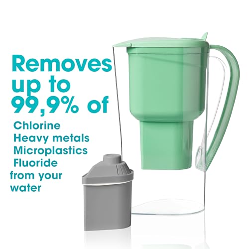 Image of Alkanatur Alkaline Hydrogen Water Filter Pitcher - Removes Fluoride, Chlorine, Microplastics, PFAs, Lead - Activated Coconut Carbon + Clinoptilolite Zeolite, Ionizer, pH 9.5, Adds Magnesium