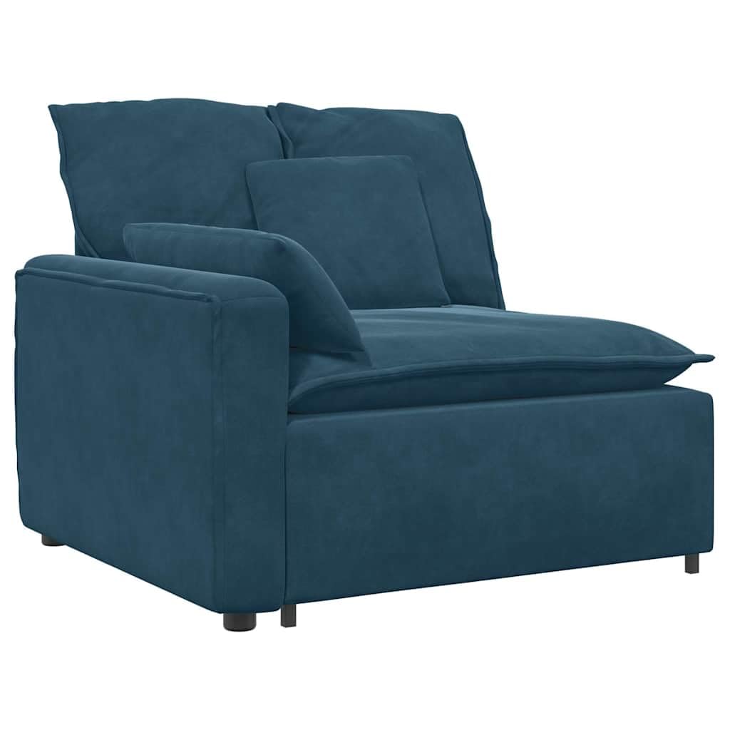 Sofá modular con reposapiés de terciopelo azul, 312 x 205 x 64 cm, elemento de montaje de 4 piezas con cojín, sofá esquinero versátil y esquina acolchada para salón, salón y cine en casa