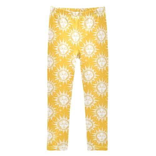 Girls Leggings Soft Toddler Ankle Length Bottoms Yellow Sun Kids Dance Yoga Pants 4-10 Years