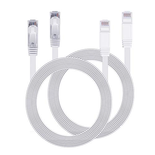 TBMax Cat 6 Ethernet Cable 6.5 ft-2Pack, High Speed Flat Computer LAN Wire with RJ45 Connector, Network Patch Cord for PS4, PC, Router, Modem, Xbox, Switch, TV Box -White